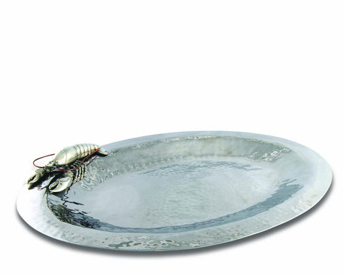 Pewter Lobster Steel Tray | Coastal Decor | Decorative Trays