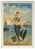 Pirate Mermaid Framed Print | Nautical Decor | Wall Art