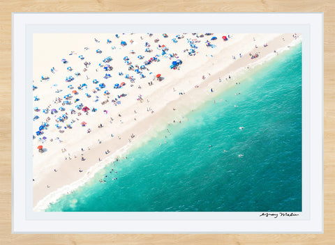 Point Pleasant Blue and White Striped Umbrellas, New Jersey Photographic Print | Coastal Decor | Wall Art