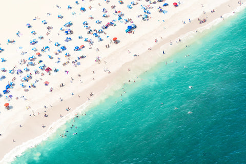 Point Pleasant Blue and White Striped Umbrellas, New Jersey Photographic Print | Coastal Decor | Wall Art