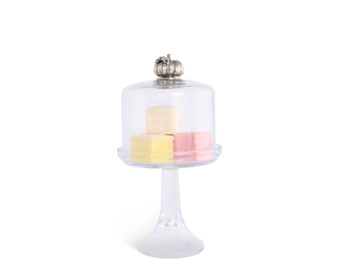 Pumpkin Knob Glass Covered Desert Stand | Seasonal | Decorative Trays