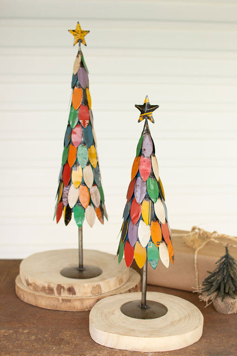 Recycled Metal Christmas Trees Set of 2 | Seasonal | Christmas