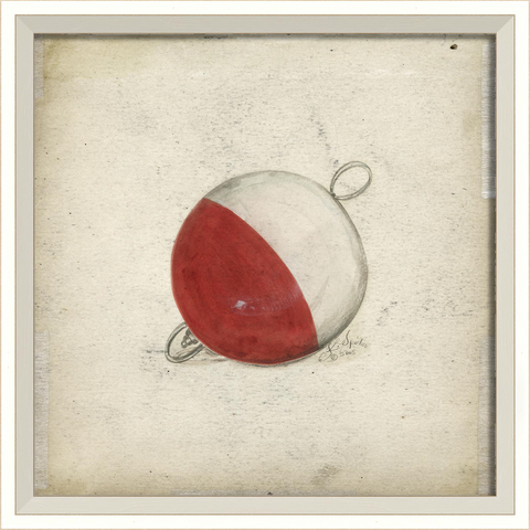 Red and White Bobber Framed Print | Nautical Decor | Wall Art