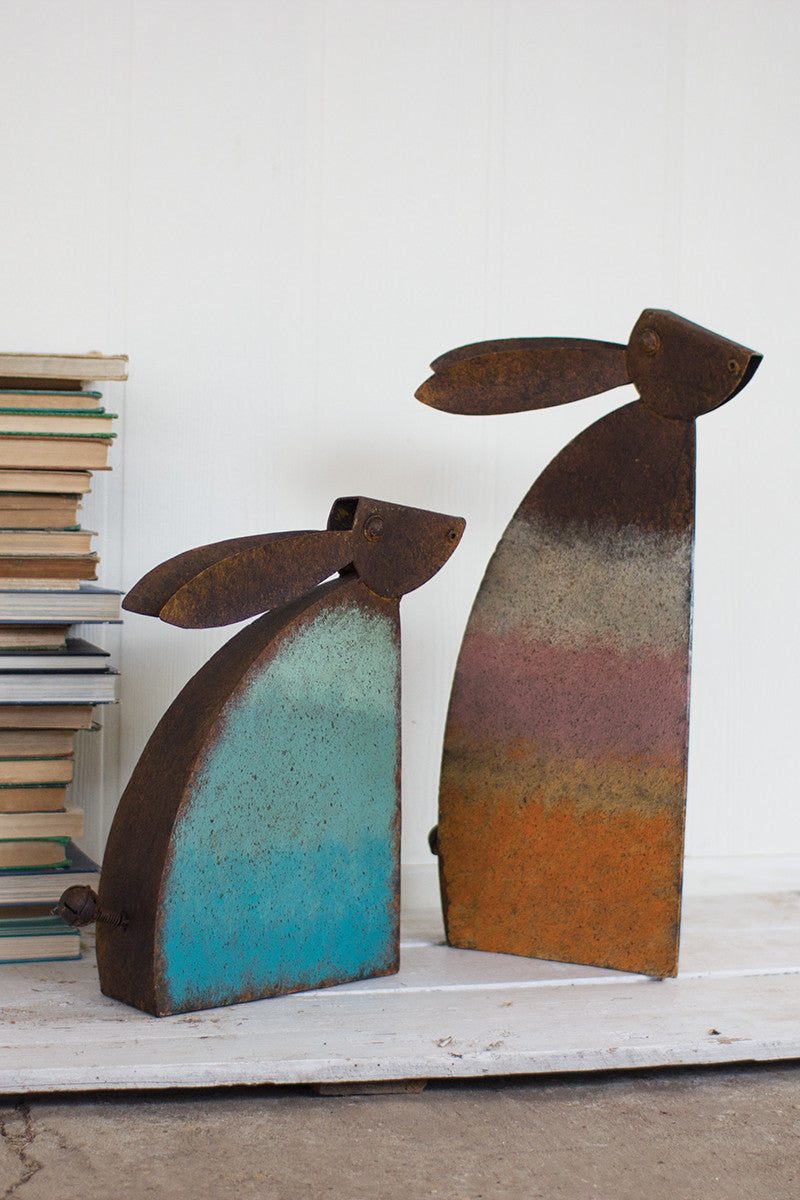 Rustic Metal Rabbits Set of 2 | Seasonal | Easter– Squan Trading Company