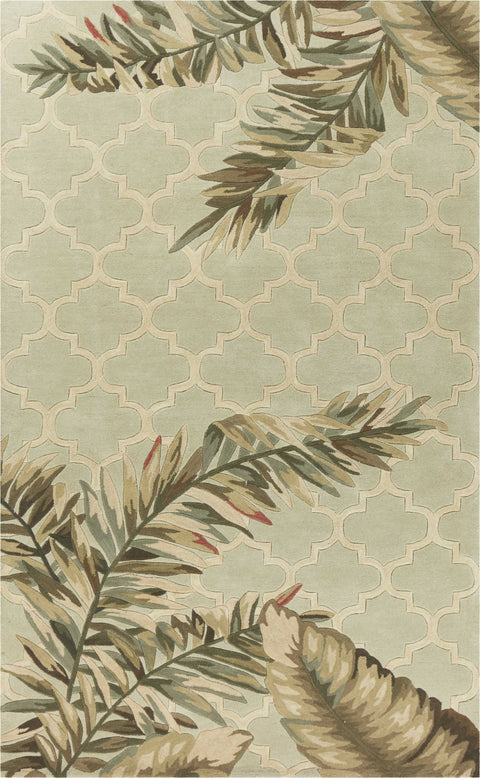 Sage Green Tropical Quatrefoil Area Rug | Island Decor | Rugs