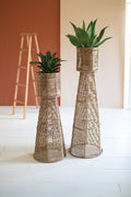 Seagrass and Iron Planter Towers Set of 2 | Island Decor | Furniture