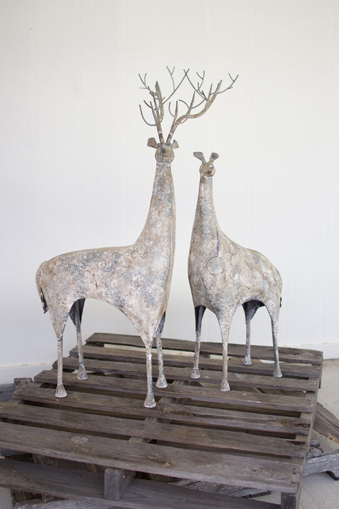 Set of 2 Rustic Metal Deer | Seasonal | Christmas