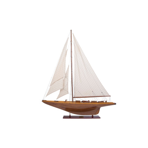 Shamrock Yacht Wood Model Sailboat | Nautical Decor | Home Accessories