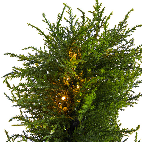 Spiral Cypress Artificial Tree With 80 Clear LED Lights | Seasonal | Artificial Flowers