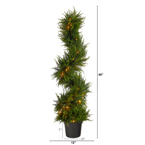 Spiral Cypress Artificial Tree With 80 Clear LED Lights | Seasonal | Artificial Flowers