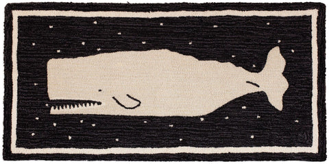 Starry Night Whale Hooked Wool Rug | Nautical Decor | Rugs