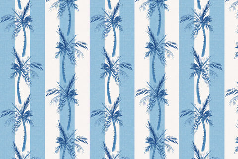 The Cabana Stripe Palms Pillow Blue | Island Decor | Pillows