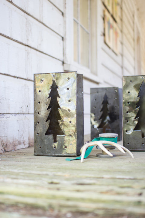 Tin Bag Christmas Tree Luminary Set of 6 | Seasonal | Christmas