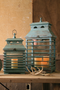 Vintage Blue Shutter Lanterns Set of 2 | Coastal Decor | Lanterns
