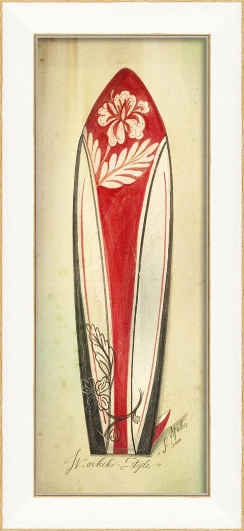 Waikiki Style Surfboard Framed Print | Island Decor | Wall Art
