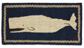 White Whale on Blue Hooked Wool Rug | Nautical Decor | Rugs