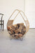 Woven Rush and Metal Firewood Rack with Tall Handle | Coastal Decor | Home Accessories