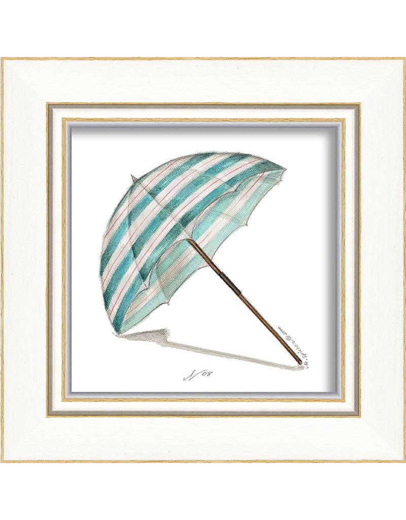 Beach Umbrella Framed Print Coastal Decor Wall Art Squan Trading