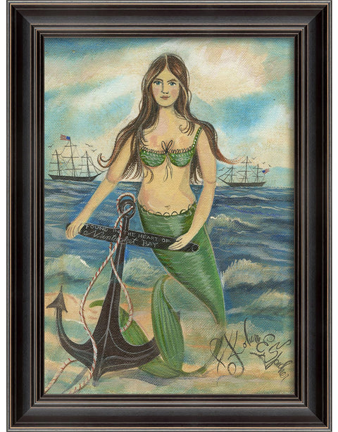 Found in the Heart of Nantucket Bay Mermaid Framed Print | Nautical Decor | Wall Art