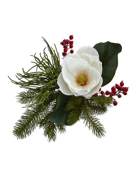 Magnolia & Berries Arrangement in Vase | Seasonal | Artificial Flowers