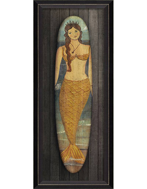 Miss Atlantic Mermaid Surfboard Framed Print | Island Decor | Wall Art