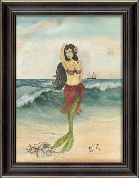 The Star of the Beach Mermaid Framed Print | Island Decor | Wall Art