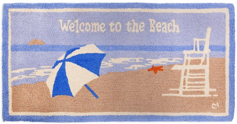 Welcome to the Beach Hooked Wool Rug | Coastal Decor | Rugs